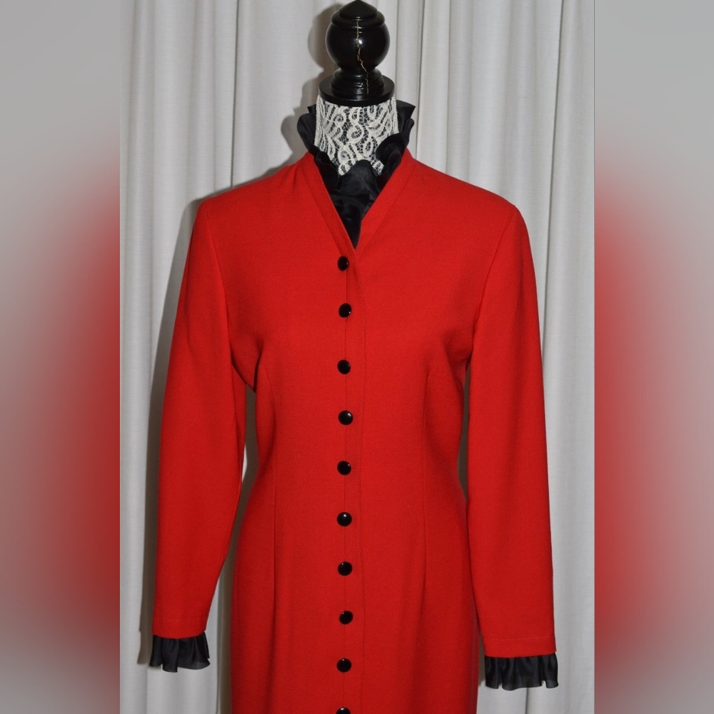 Vintage Red & Black Wool Dress by Genny ( Italy 1990s